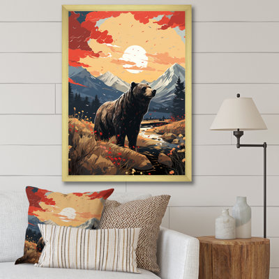 Grizzly dans la vallée - art mural ours