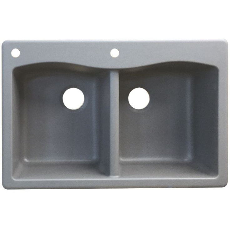 Évier de cuisine à double cuves l 33 po x l 22 po Aversa, 2 trous, Gris