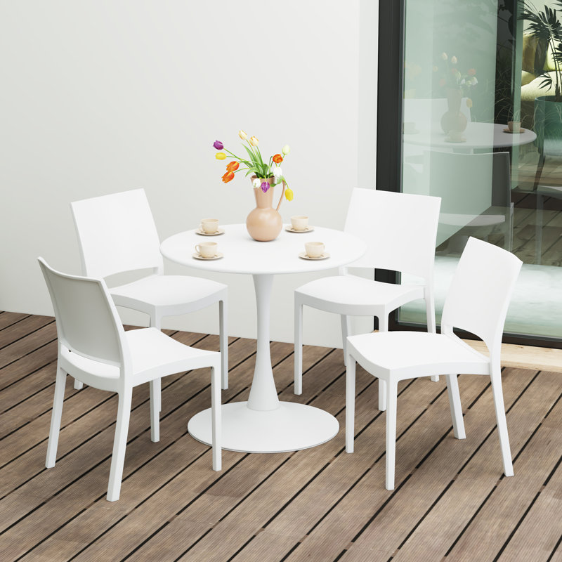 Outdoor Round Dining Set, White