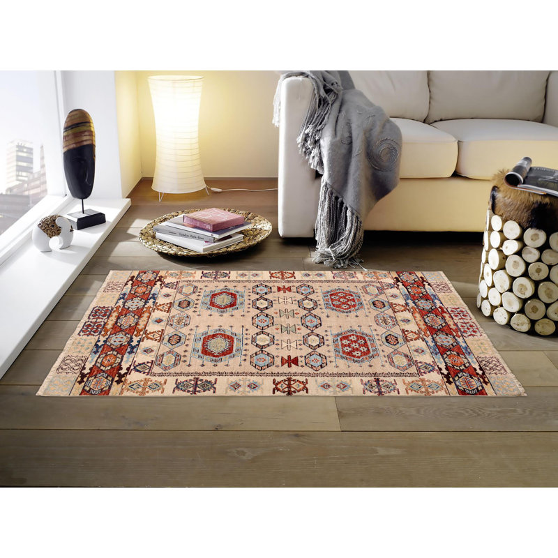 Tapis oriental brun clair en laine noué à la main 3 pi 9 po x 6 pi 2 po Parmveer