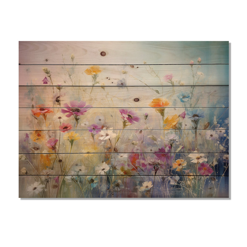 Newman - Décoration murale en bois floral sur bois de pin naturel, H 24 po x l 32 po