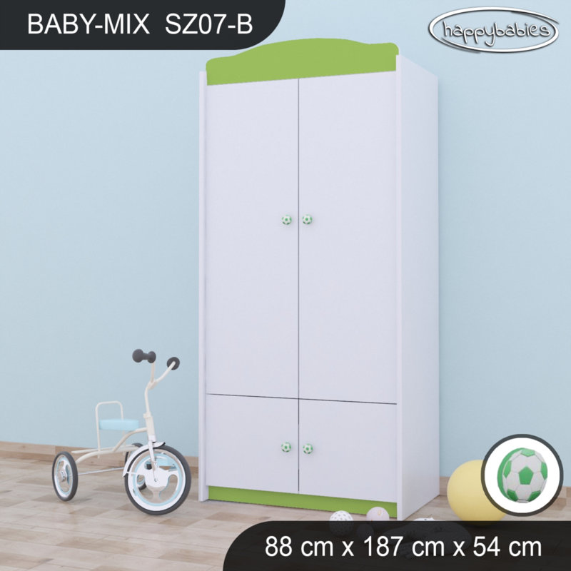 Baby 4 Door Wardrobe, Green