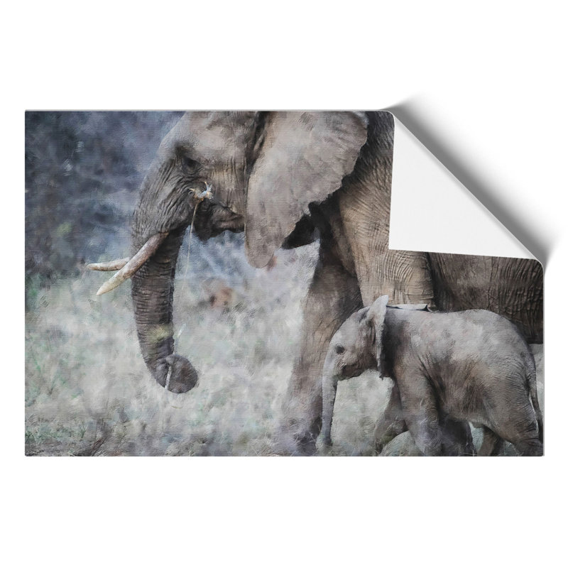 Mother And Baby Elephant Vol.1 - No Frame Print, 42cm H x 59cm W x 0.1cm D
