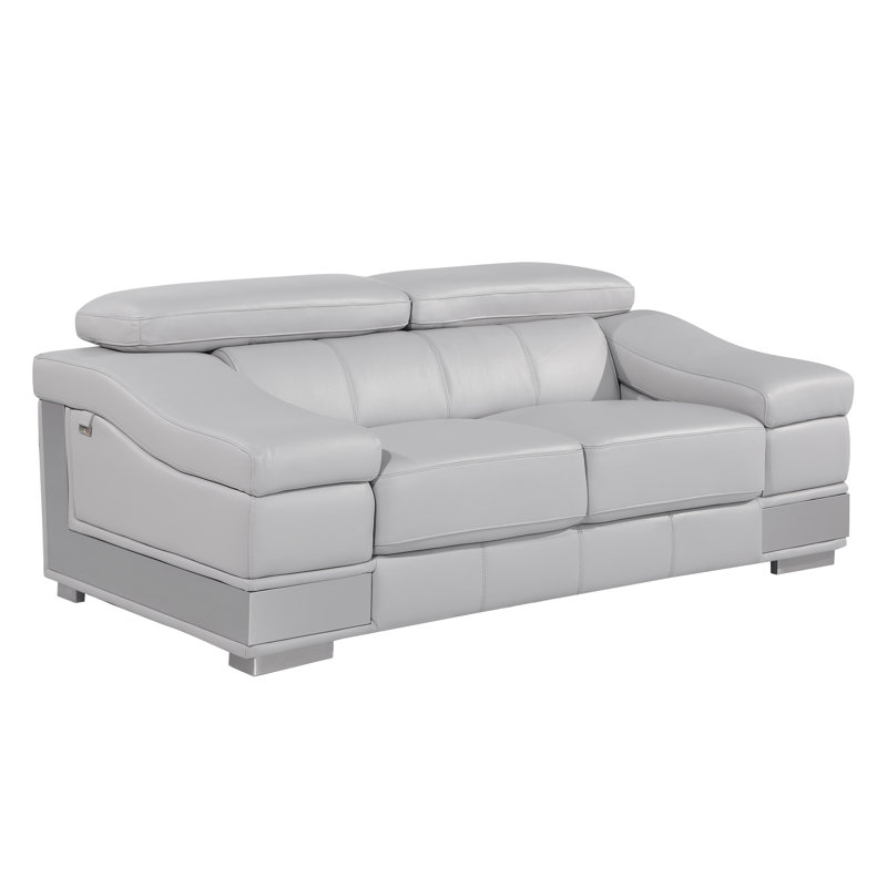 Canapé en cuir Aiela, Cuir véritable noir, H 31 po x l 92 po x P 43 po