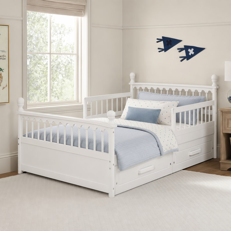 Lit plateforme pour enfant Sawyer, Blanc, Lit double