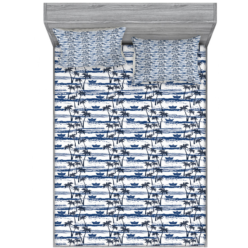 Microfiber Floral Sheet Set, Full Sheet Set with Fitted Sheet