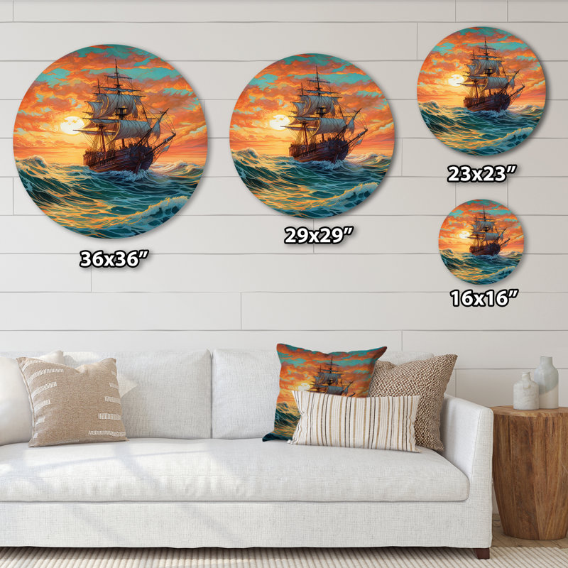 «Haslet Brown Ship On The Seas I», reproduction sur métal, H 23 po x l 23 po x P 1 po