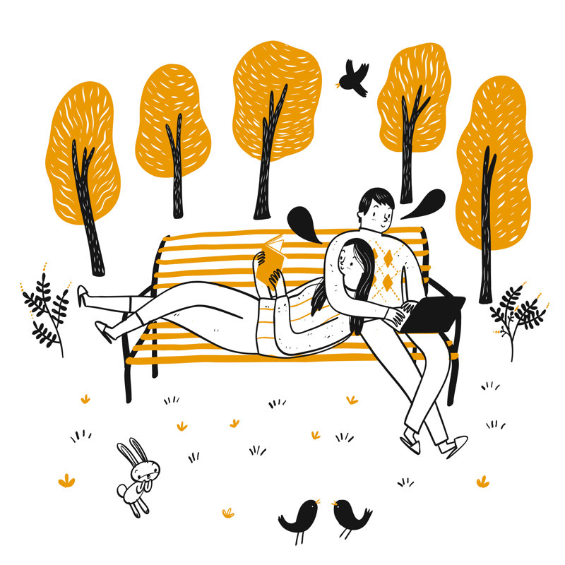 Eckles Couples Are Relaxing - Wrapped Canvas Print, 30 cm H x 30 cm W x 3.8 cm D