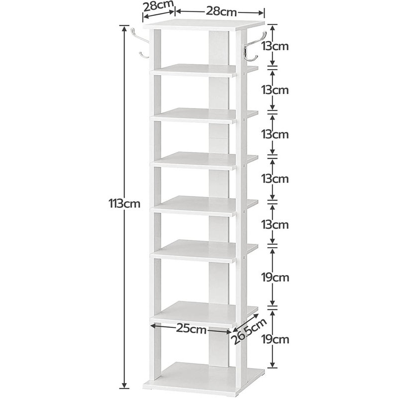 8 Pair Shoe Rack, White