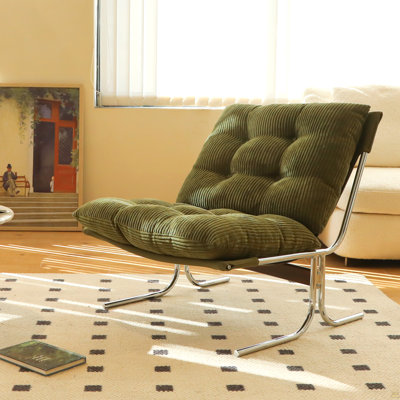 Chaise d'appoint moderne, chaise de salon avec structure en métal chromé, fauteuils rembourrés à coussin souple