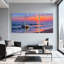 Abstrait, coucher de soleil, bateau, océan, vagues du ciel, étoiles, ensemble de 3 impressions sur toile-1866553759