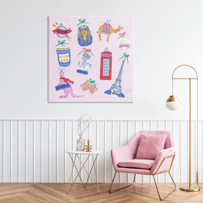 Toile d'ornements Global Travel, design par Krissy Mast, H 36 po x l 36 po