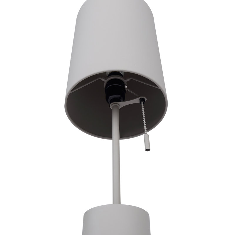 FLINT 23 po Lampe de table avec abat-jour en tissu et interrupteur à chaîne, Gris, Gris
