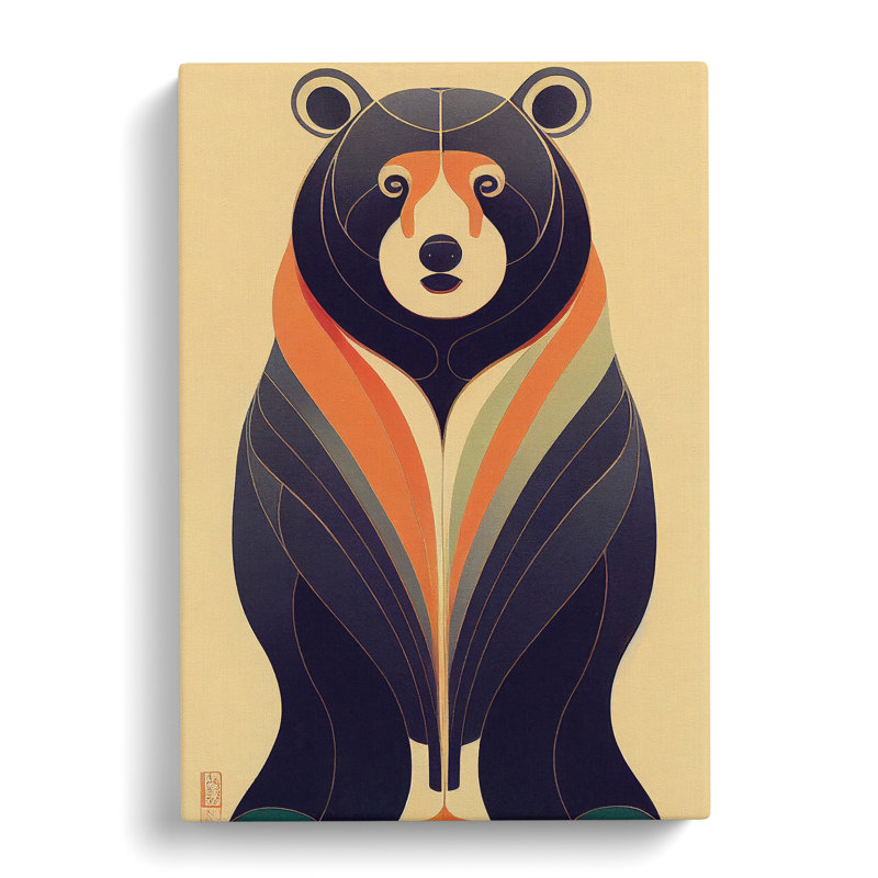 Art Deco Bear No.5 - Wrapped Canvas Print, 50cm H x 35cm W x 3cm D