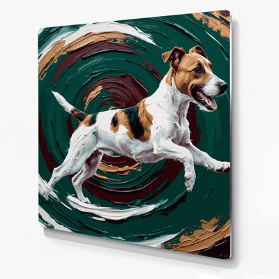 «Dogs Parson Russell Terrier», art mural en métal vert
