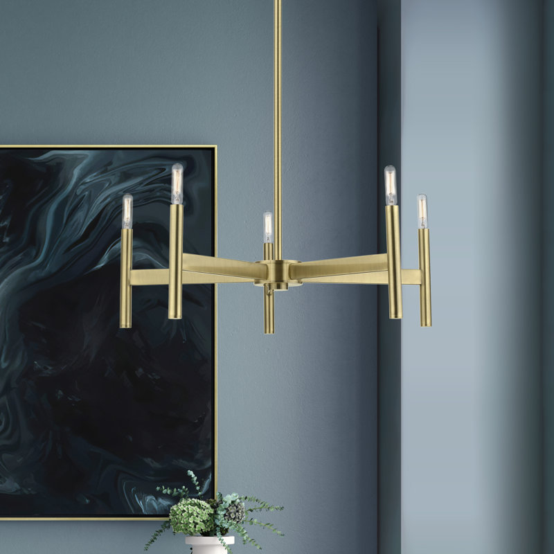 Saisha 5 - Light Dimmable Chandelier, Antique Brass