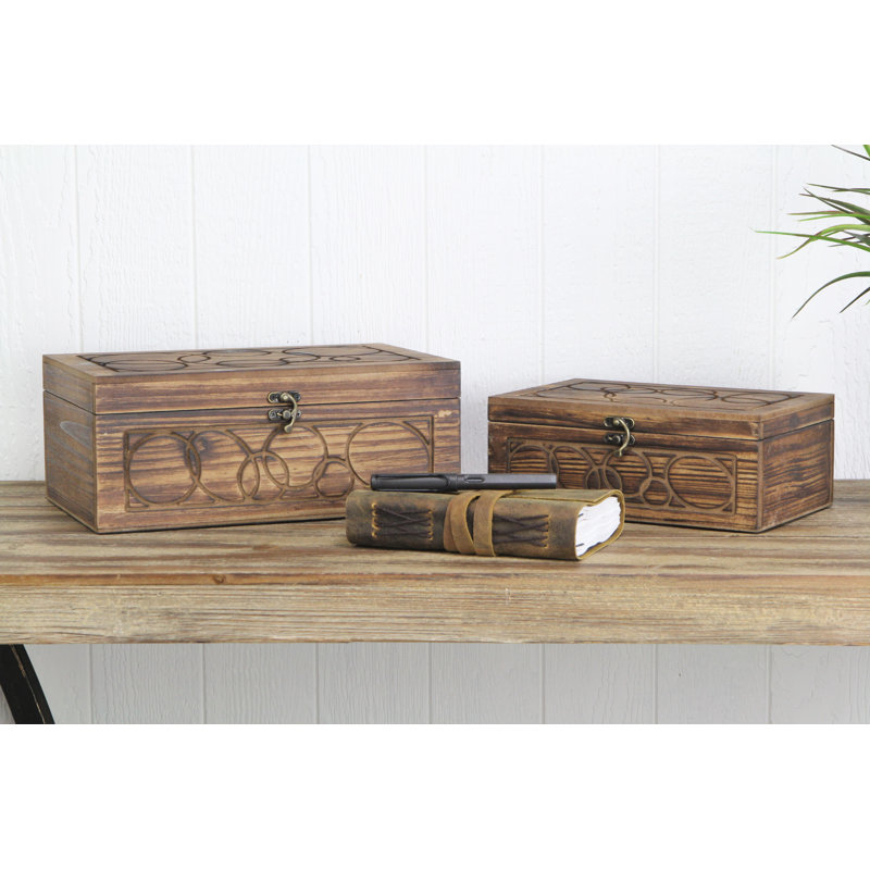 Ensemble de 2 boîtes en bois massif