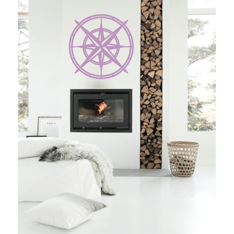Décalcomanie murale boussole north star, H 30 po x l 30 po x P 0,01 po, Lilas