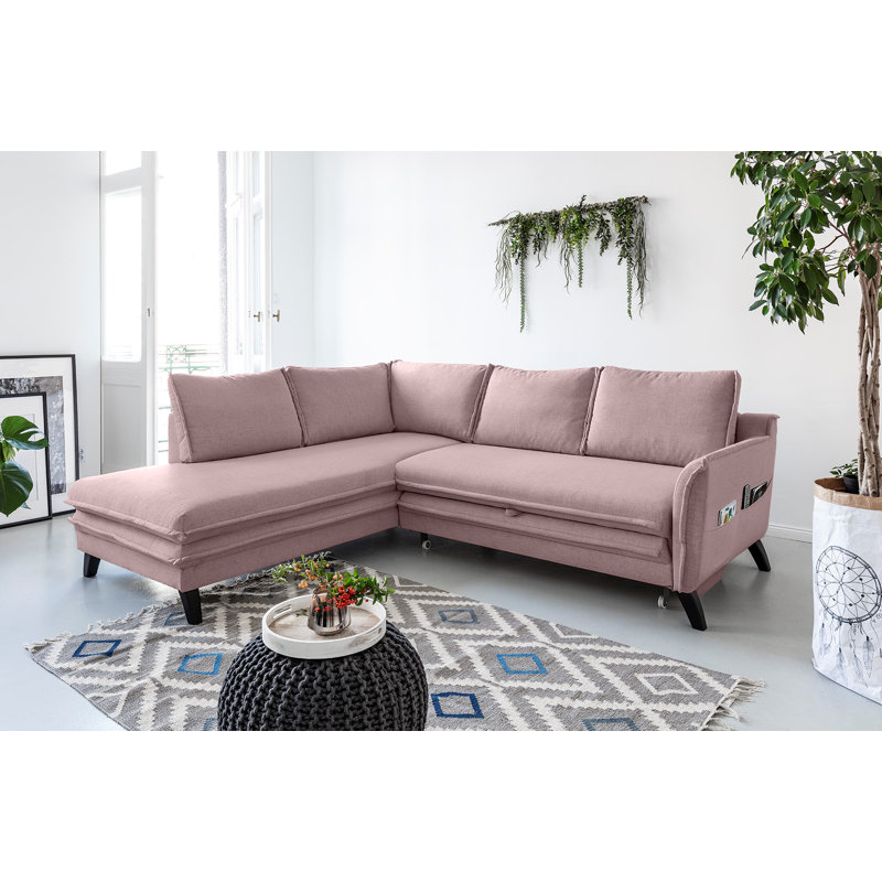 Charming Charlie Corner Sofa, Powder Rose, Left Hand Facing