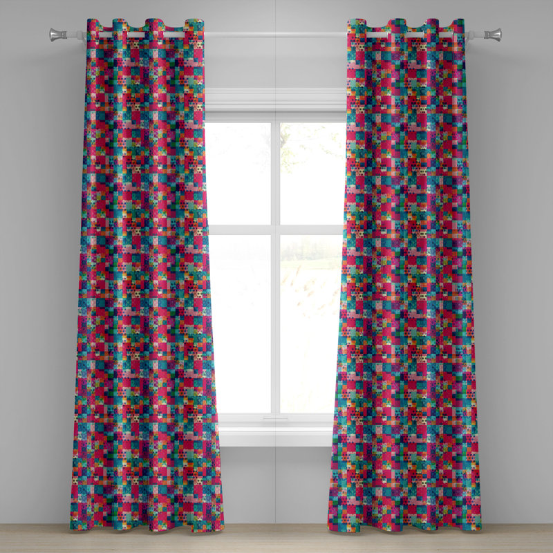 Multicolore rideaux de fenêtre décoratifs à œillets à 2 panneaux Latitude Run®, 50 po x 63 po, multicolore