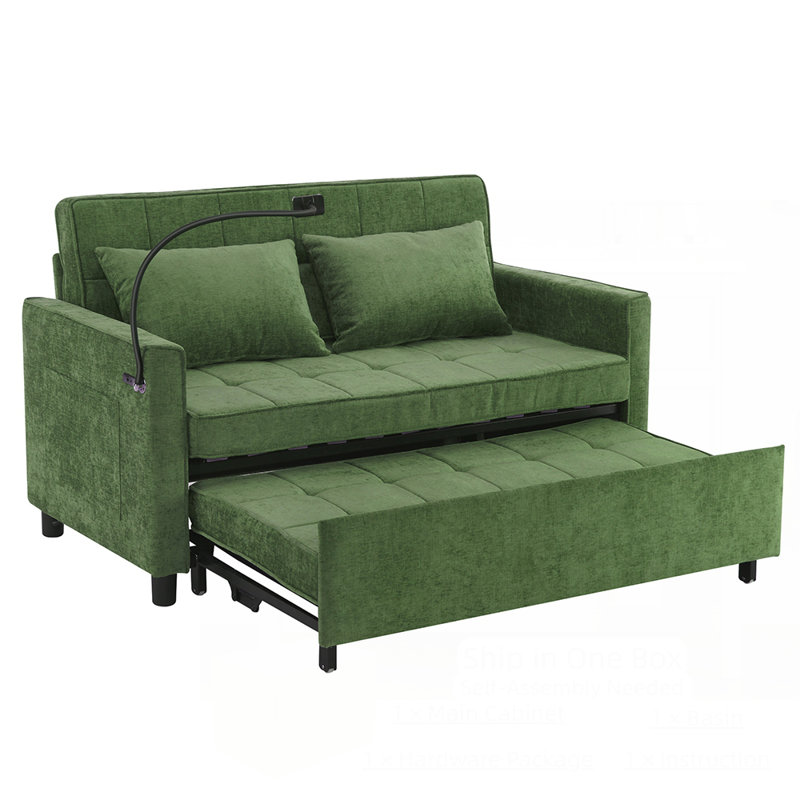Loveseat Sofa Pull-Out Sofa Bed Sleeper Sofa, Green