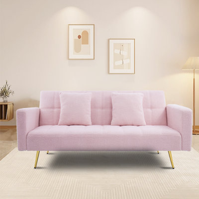 71.7''Modern Teddy 3 Seater Convertible Sofa Bed with 2 Throw Pillows