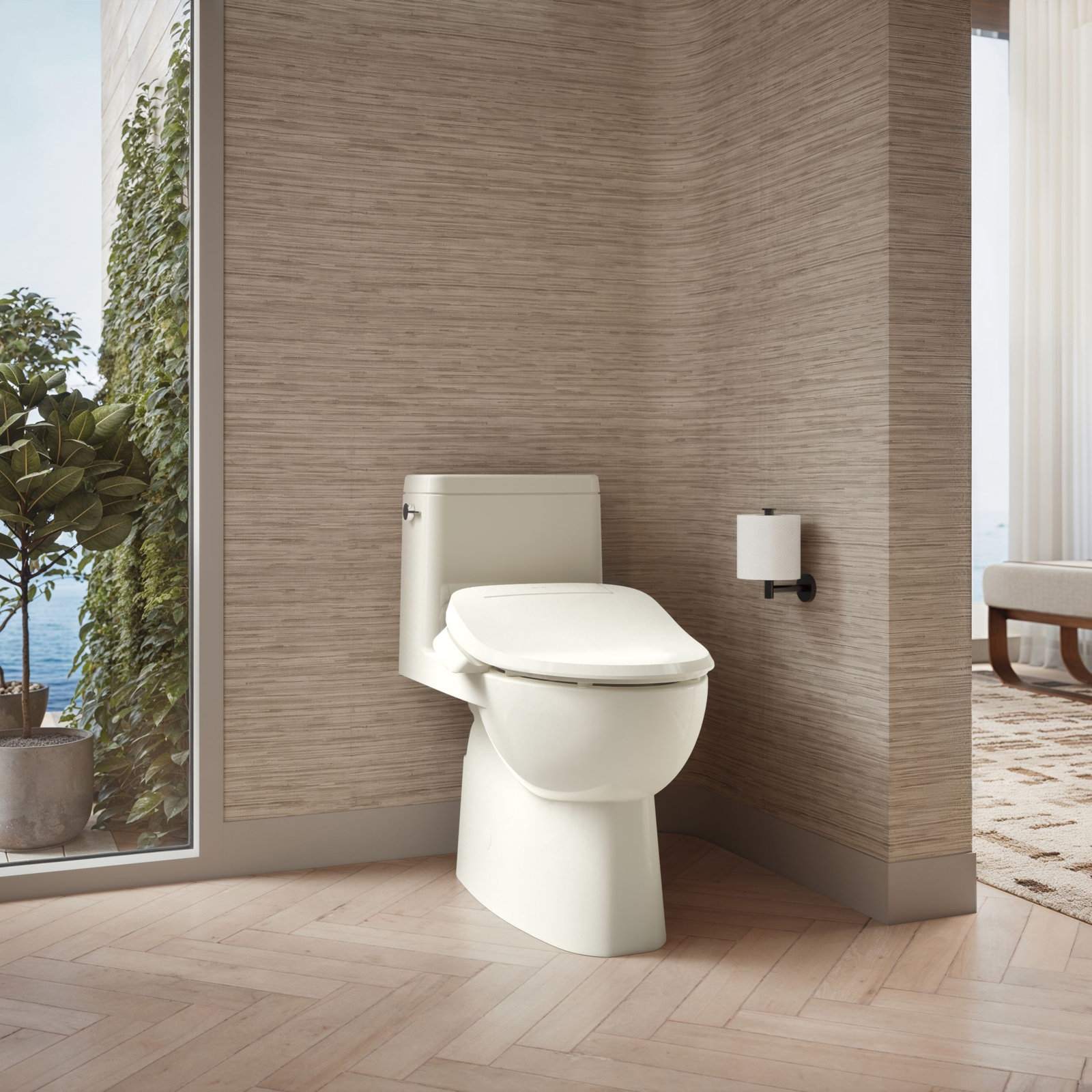 PureWash E545 Heated Bidet Toilet Seat, Biscuit