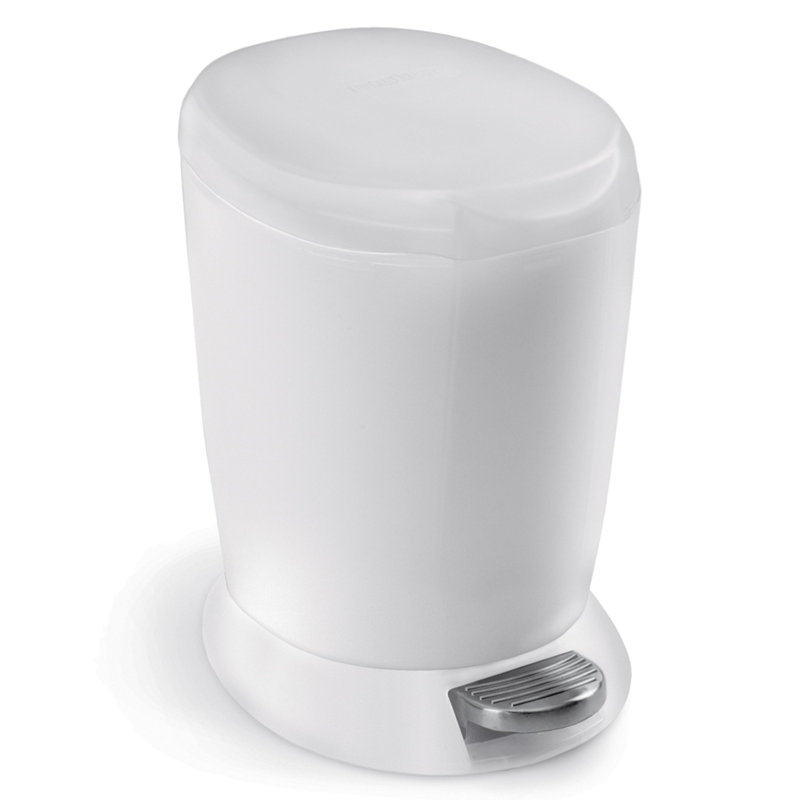 Simplehuman 6L Plastic Round Bathroom Pedal Bin, White