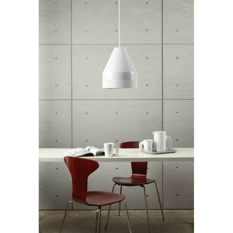 Crayon 1 - Light Silver Cone Pendant, 21cm H x 18cm W x 18cm D