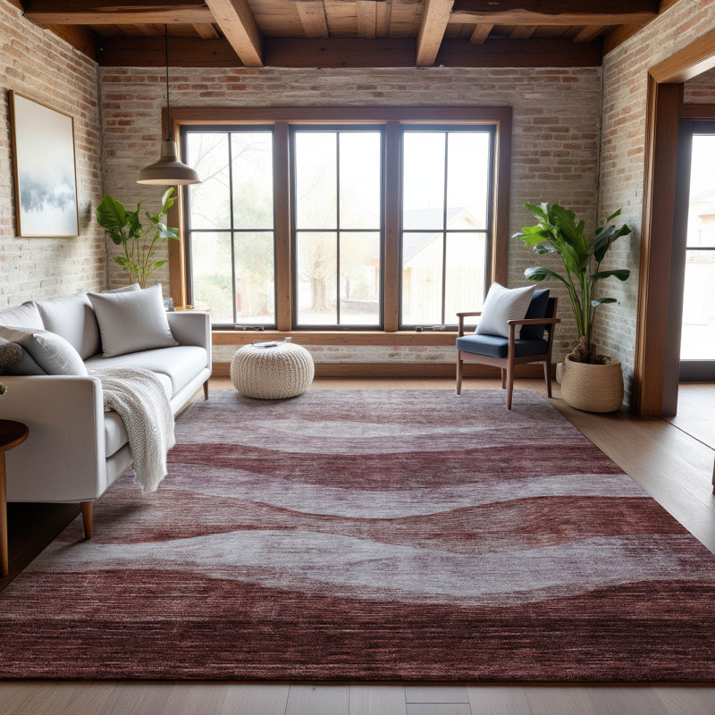 Premium Machine Washable Krause AMF1141 Swirls Rug, Rectangle 8 pi x 10 pi