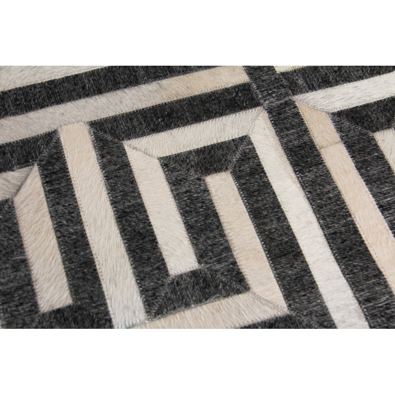 Berlin Geometric Area Rug in Charcoal/Ivory/Beige, Rectangle 8' x 11'