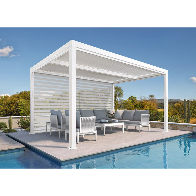 Accessoires pour pergola à persiennes avec abat-jour à roulettes blanc et intimité, L 157,97 po
