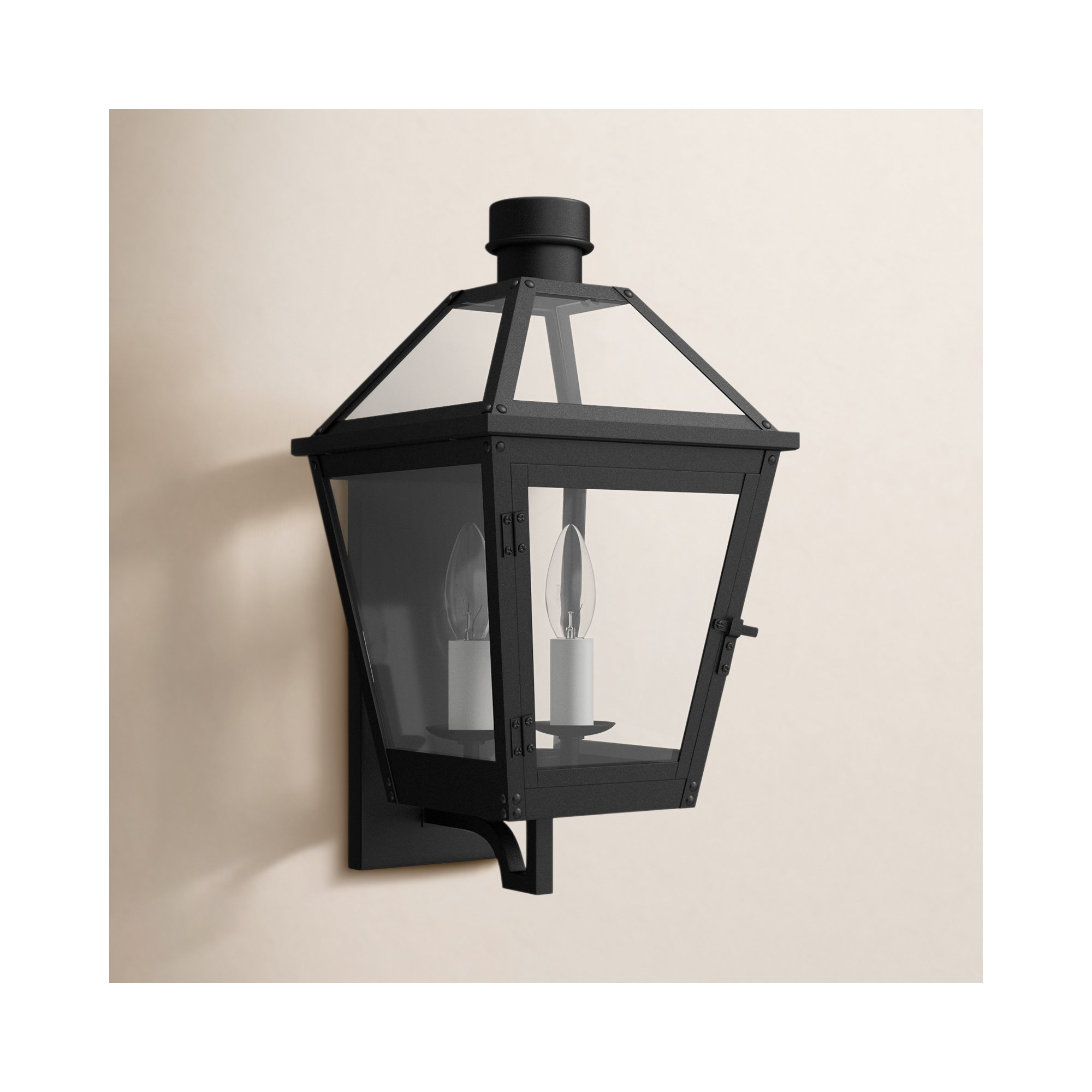 2 Light Empire Outdoor Wall Light, Textured Black