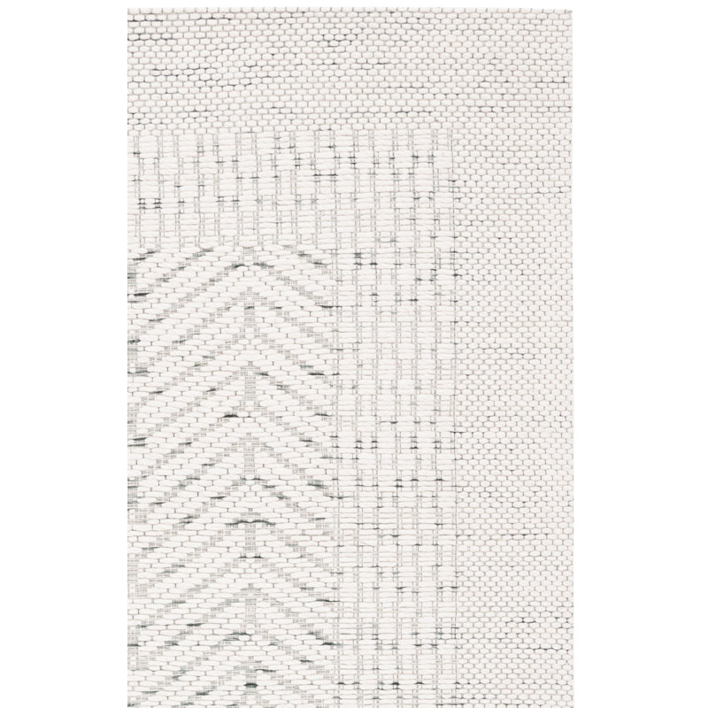 Tapis blanc en laine / polyester tissé à la main Manya, Carré 6 pi