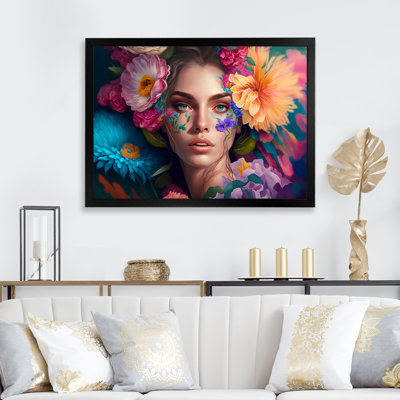 «Floral Sensual Woman Portrait I», impression sur toile