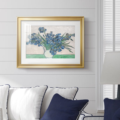 Irises-Vincent van Gogh-Framed - Fine Art Reproduction, Matted and Framed Under Acrylic Glass, Large Living Room Wall Art