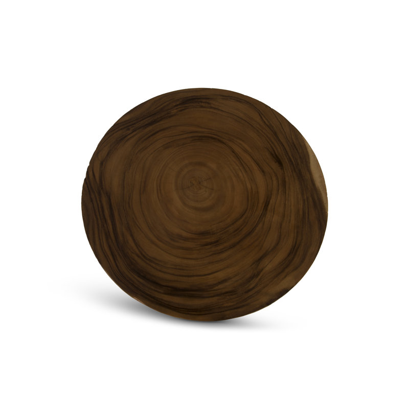 Modern Chamcha Wood & Concrete Round Bar Table in Gray/Brown