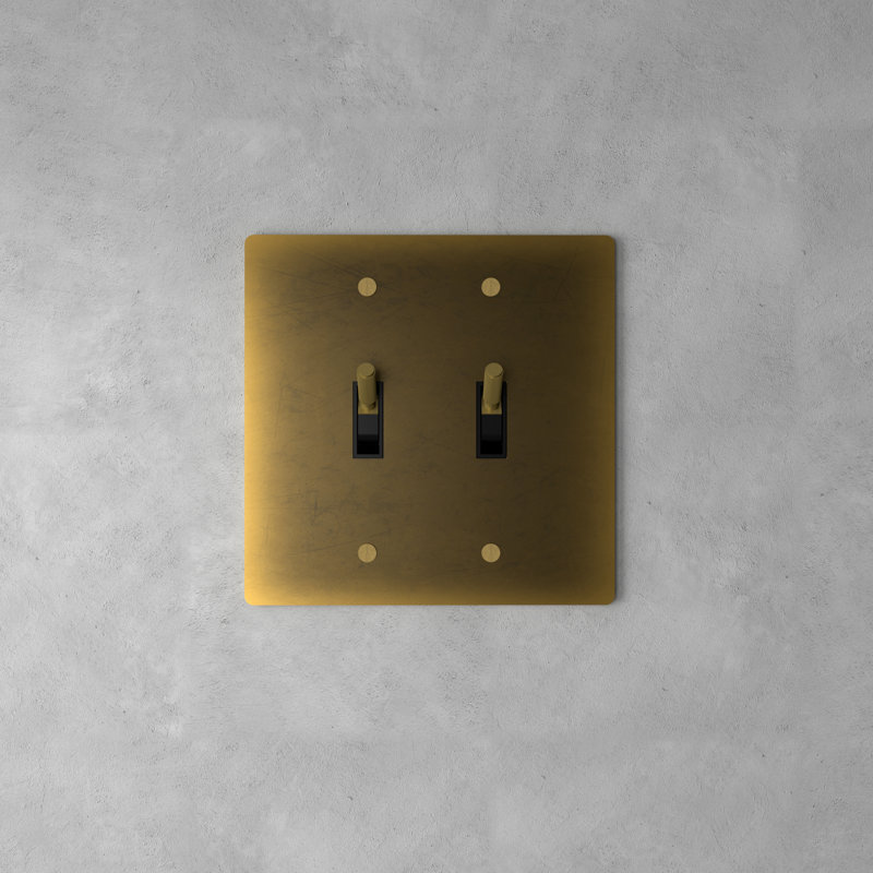 Ozarke Modern Brass Toggle Switch, Vintage Brass with Patina, 1 Gang 2 Way