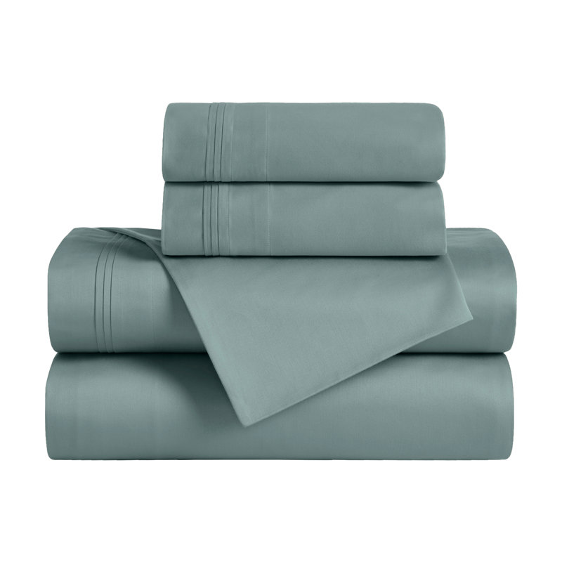 Ensemble de draps en coton égyptien de couleur unie à densité de tissage de 650 fils avec poches profondes, Bleu sarcelle