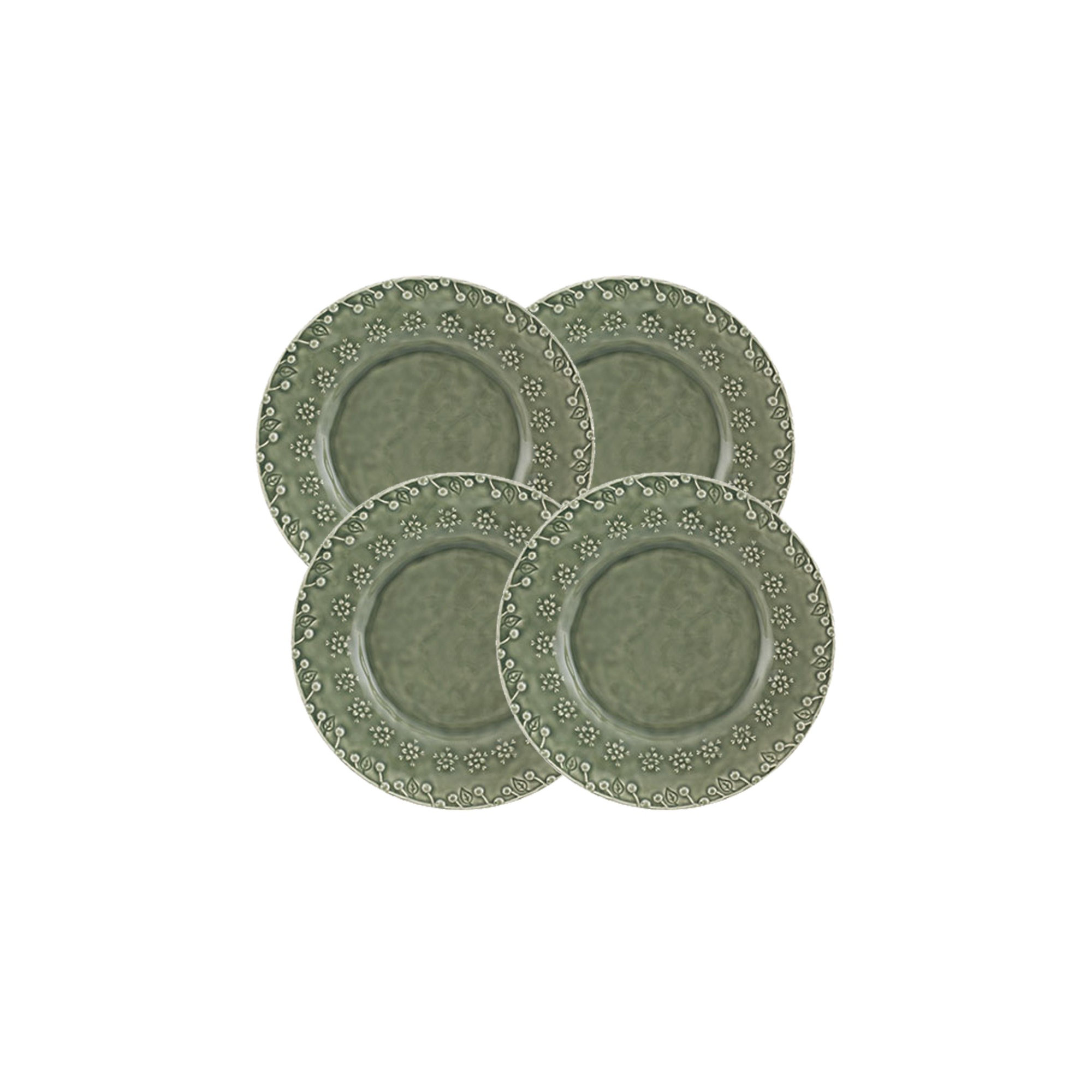 Flora 9.02'' Earthenware Salad Or Dessert Plate , Set of 4, Gray