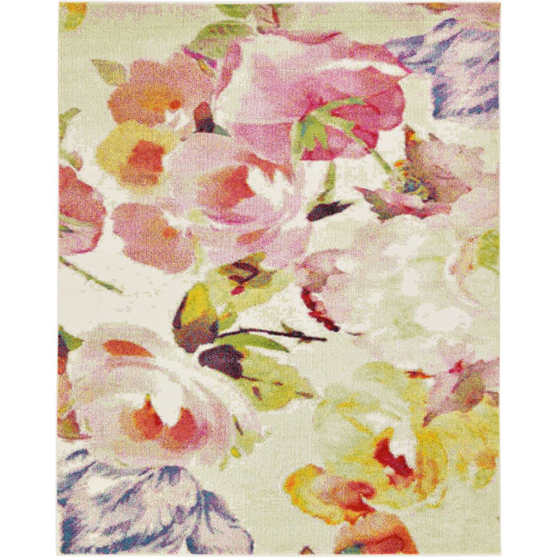 Tapis rose / jaune Forsan, Rectangle 8 pi x 10 pi