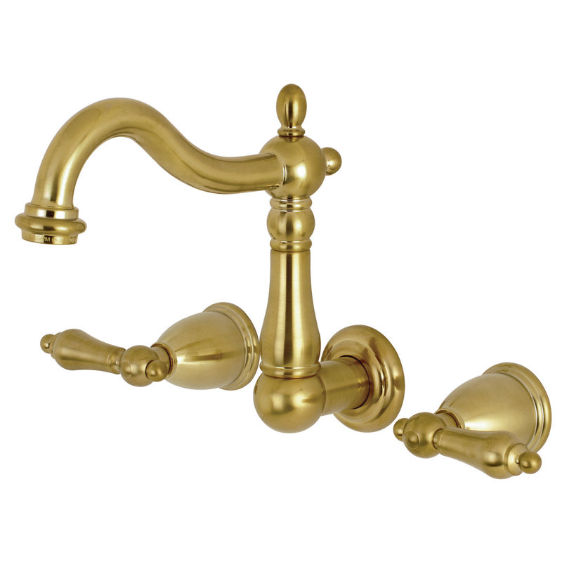 Heritage Matte Black Brass Wall Mount Bathroom Faucet