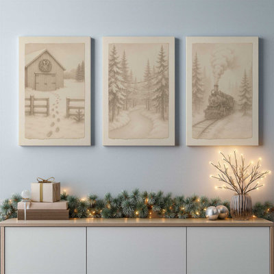 Pathway to Christmas Set of 3 Canvas Prints