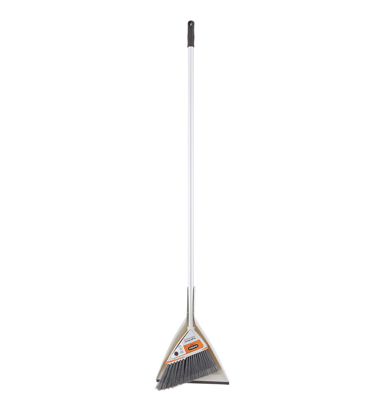 Balai à angle Superio avec ensemble de pelle à poussière, poils fortement inclinés pour atteindre les espaces étroits, bac à poussière à pince inclus, poignée de 48 po