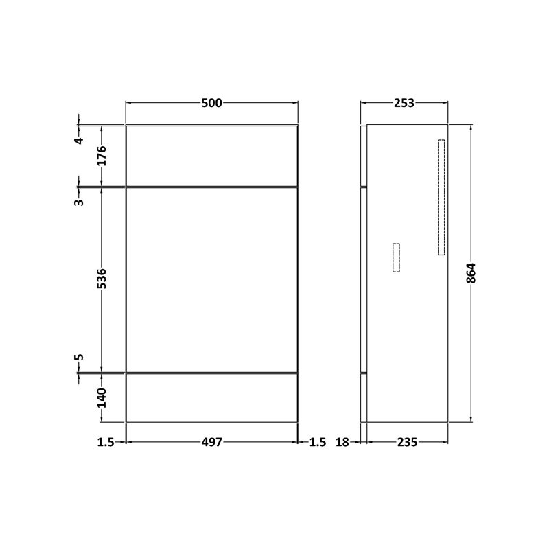 Fusion 50cm Bathroom Vanity Base Only, Gloss Grey
