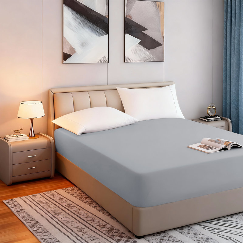 Tanvish Luxury Microfiber Fitted Sheet - 40 cm Deep Pocket, Ultra-Soft - Wrinkle-Free and Easy Care, Single (3'), Silver