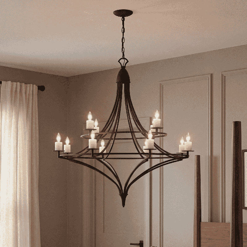 Director 12-Light Chandelier in Brass, Brass