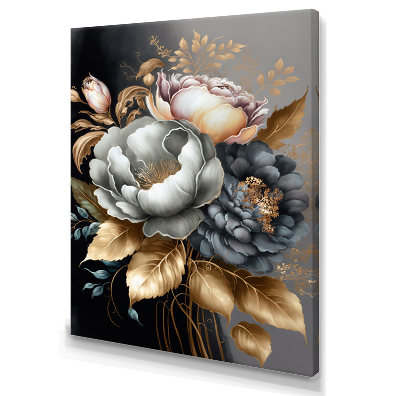 Bouquet de fleurs bleues V - Impression sur toile, H 40 po x l 30 po x P 1,5 po, Toile tendue