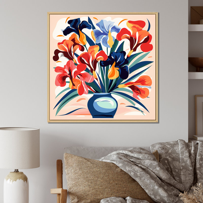 Art mural Henri Matisse, H 16 po x l 16 po x P 1 po, Cadre flottant brun