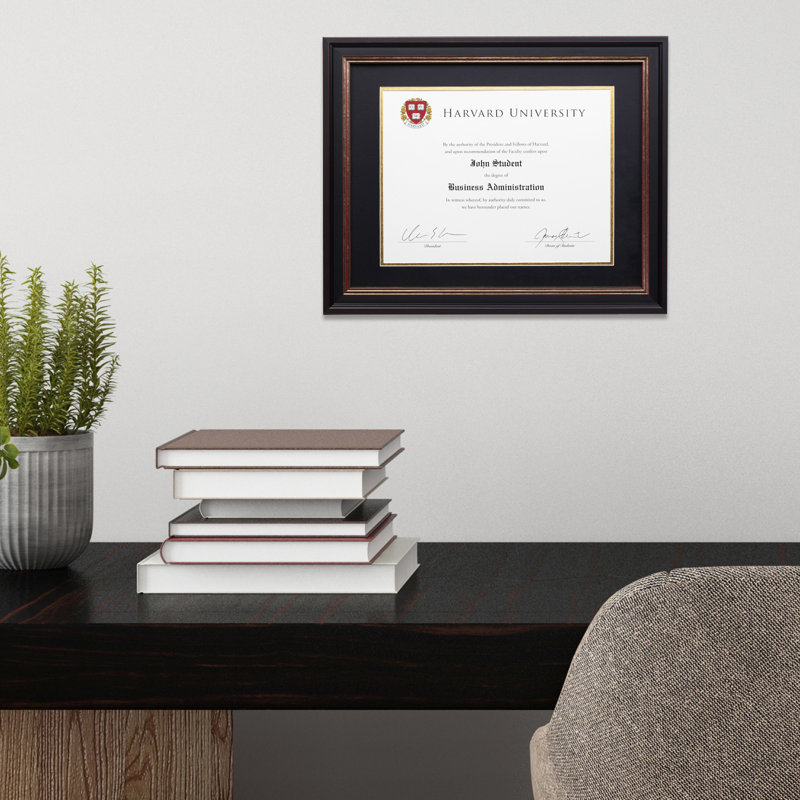 Blakes Wood Beveled Picture Frame with Mat, Black/Bronze